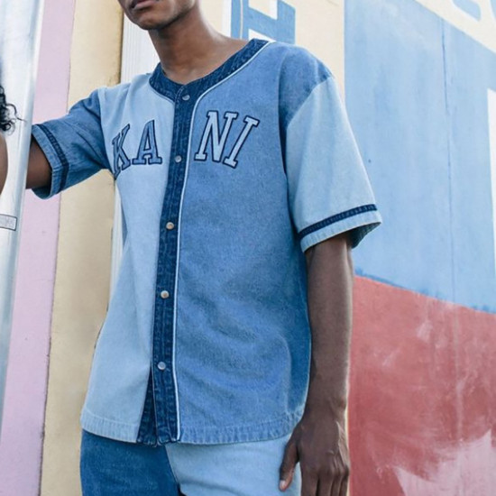 Karl Kani Ανδρικό κολεγιακό πουκάμισο College Block Denim Baseball Shirt